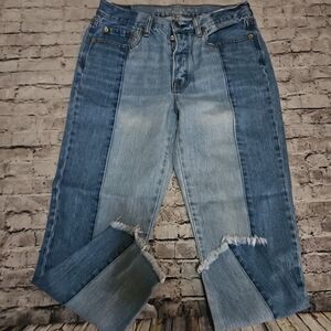 American Eagle Outfitters Two-Tone Blue Patchwork Jeans